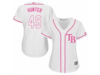 Women Majestic Tampa Bay Rays #49 Tommy Hunter White Fashion Cool Base MLB Jersey