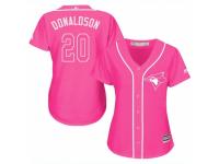 Women Majestic Toronto Blue Jays #20 Josh Donaldson Pink Fashion Cool Base MLB Jersey