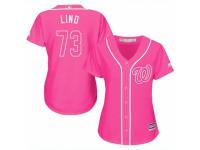 Women Majestic Washington Nationals #73 Adam Lind Pink Fashion Cool Base MLB Jersey