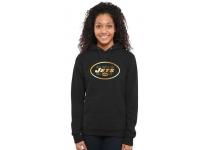 Women New York Jets Pro Line Black Gold Collection Pullover Hoodie