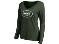 Women New York Jets Pro Line Primary Team Logo Slim Fit Long Sleeve T-Shirt Green