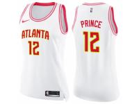 Women Nike Atlanta Hawks #12 Taurean Prince Swingman White/Pink Fashion NBA Jersey