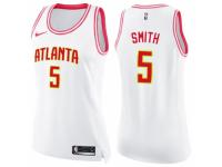 Women Nike Atlanta Hawks #5 Josh Smith Swingman White/Pink Fashion NBA Jersey