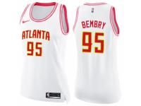 Women Nike Atlanta Hawks #95 DeAndre Bembry Swingman White/Pink Fashion NBA Jersey