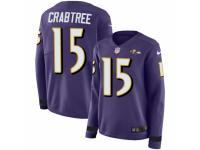 Women Nike Baltimore Ravens #15 Michael Crabtree Limited Purple Therma Long Sleeve NFL Jersey