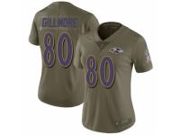 Women Nike Baltimore Ravens #80 Crockett Gillmore Limited Olive 2017 Salute to Service NFL Jersey