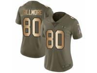 Women Nike Baltimore Ravens #80 Crockett Gillmore Limited Olive/Gold Salute to Service NFL Jersey