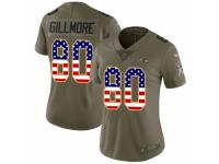 Women Nike Baltimore Ravens #80 Crockett Gillmore Limited Olive/USA Flag Salute to Service NFL Jersey