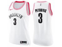 Women Nike Brooklyn Nets #3 Drazen Petrovic Swingman White/Pink Fashion NBA Jersey