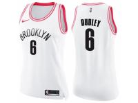 Women Nike Brooklyn Nets #6 Jared Dudley Swingman White-Pink Fashion NBA Jersey