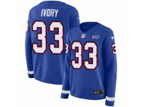 Women Nike Buffalo Bills #33 Chris Ivory Limited Royal Blue Therma Long Sleeve NFL Jersey