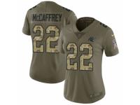 Women Nike Carolina Panthers #22 Christian McCaffrey Limited Olive/Camo 2017 Salute to Service NFL Jersey
