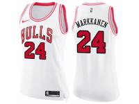 Women Nike Chicago Bulls #24 Lauri Markkanen Swingman White/Pink Fashion NBA Jersey