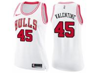 Women Nike Chicago Bulls #45 Denzel Valentine Swingman White/Pink Fashion NBA Jersey