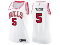 Women Nike Chicago Bulls #5 Bobby Portis Swingman White/Pink Fashion NBA Jersey