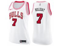 Women Nike Chicago Bulls #7 Justin Holiday Swingman White/Pink Fashion NBA Jersey