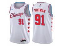 Women Nike Chicago Bulls #91 Dennis Rodman  White NBA Jersey - City Edition