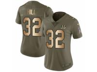 Women Nike Cincinnati Bengals #32 Jeremy Hill Limited Olive/Gold 2017 Salute to Service NFL Jersey