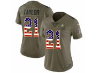 Women Nike Cleveland Browns #21 Jamar Taylor Limited Olive/USA Flag 2017 Salute to Service NFL Jersey