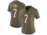 Women Nike Cleveland Browns #7 DeShone Kizer Limited Olive/Gold 2017 Salute to Service NFL Jersey