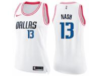 Women Nike Dallas Mavericks #13 Steve Nash Swingman White/Pink Fashion NBA Jersey