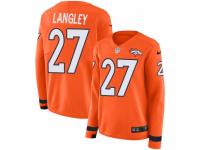 Women Nike Denver Broncos #27 Brendan Langley Limited Orange Therma Long Sleeve NFL Jersey