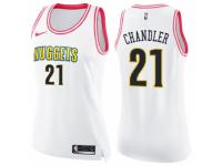 Women Nike Denver Nuggets #21 Wilson Chandler Swingman White/Pink Fashion NBA Jersey