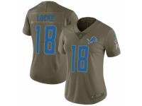 Women Nike Detroit Lions #18 Jeff Locke Limited Olive 2017 Salute to Service NFL Jersey