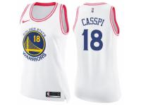 Women Nike Golden State Warriors #18 Omri Casspi Swingman White/Pink Fashion NBA Jersey