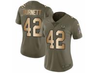 Women Nike Green Bay Packers #42 Morgan Burnett Limited Olive/Gold 2017 Salute to Service NFL Jersey