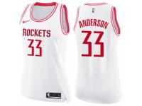 Women Nike Houston Rockets #33 Ryan Anderson Swingman White/Pink Fashion NBA Jersey
