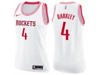 Women Nike Houston Rockets #4 Charles Barkley Swingman White/Pink Fashion NBA Jersey