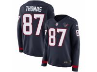 Women Nike Houston Texans #87 Demaryius Thomas Limited Navy Blue Therma Long Sleeve NFL Jersey