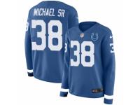 Women Nike Indianapolis Colts #38 Christine Michael Sr Limited Blue Therma Long Sleeve NFL Jersey