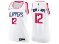 Women Nike Los Angeles Clippers #12 Luc Mbah a Moute Swingman White-Pink Fashion NBA Jersey