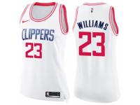 Women Nike Los Angeles Clippers #23 Louis Williams Swingman White/Pink Fashion NBA Jersey