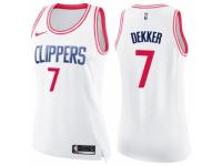 Women Nike Los Angeles Clippers #7 Sam Dekker Swingman White/Pink Fashion NBA Jersey