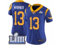 Women Nike Los Angeles Rams #13 Kurt Warner Royal Blue Alternate Vapor Untouchable Limited Player Super Bowl LIII Bound NFL Jersey