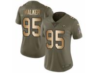 Women Nike Los Angeles Rams #95 Tyrunn Walker Limited Olive/Gold 2017 Salute to Service NFL Jersey