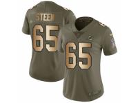 Women Nike Miami Dolphins #65 Anthony Steen Limited Olive/Gold 2017 Salute to Service NFL Jersey