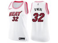 Women Nike Miami Heat #32 Shaquille ONeal Swingman White/Pink Fashion NBA Jersey