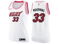Women Nike Miami Heat #33 Alonzo Mourning Swingman White/Pink Fashion NBA Jersey