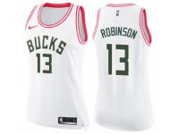 Women Nike Milwaukee Bucks #13 Glenn Robinson Swingman White/Pink Fashion NBA Jersey