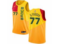 Women Nike Milwaukee Bucks #77 Ersan Ilyasova  Yellow NBA Jersey - City Edition