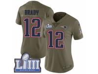 Women Nike New England Patriots #12 Tom Brady Limited Olive 2017 Salute to Service Super Bowl LIII Bound NFL Jersey