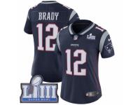 Women Nike New England Patriots #12 Tom Brady Navy Blue Team Color Vapor Untouchable Limited Player Super Bowl LIII Bound NFL Jersey