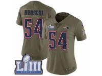 Women Nike New England Patriots #54 Tedy Bruschi Limited Olive 2017 Salute to Service Super Bowl LIII Bound NFL Jersey