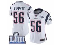 Women Nike New England Patriots #56 Andre Tippett White Vapor Untouchable Limited Player Super Bowl LIII Bound NFL Jersey