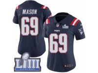 Women Nike New England Patriots #69 Shaq Mason Limited Navy Blue Rush Vapor Untouchable Super Bowl LIII Bound NFL Jersey