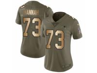 Women Nike New England Patriots #73 John Hannah Limited Olive/Gold 2017 Salute to Service NFL Jersey